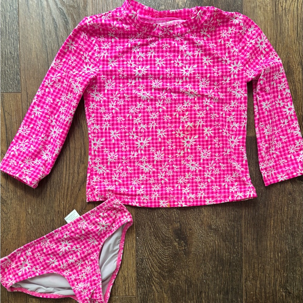 Lilly Pulitzer Pink and White Rashguard Swim Set